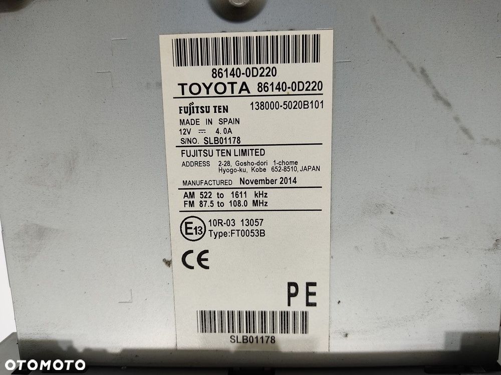 fabryczne radio nawigacja toyota yaris iii 86140-0d220 2011-2014 - 8