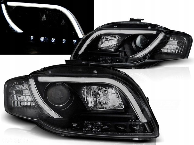 Reflektor Lampa L+R LED TRU DRL Black Soczewka Czarne Audi a4 b7 8e 04-08 - 3