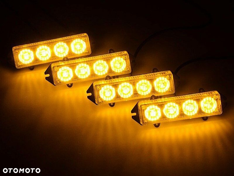LAMPY LAMPKI OSTRZEGAWCZE STROBOSKOP LED  4 sztuki POMOC DROGOWA LAWETA POMARAŃCZOWE KOGUTY - 2