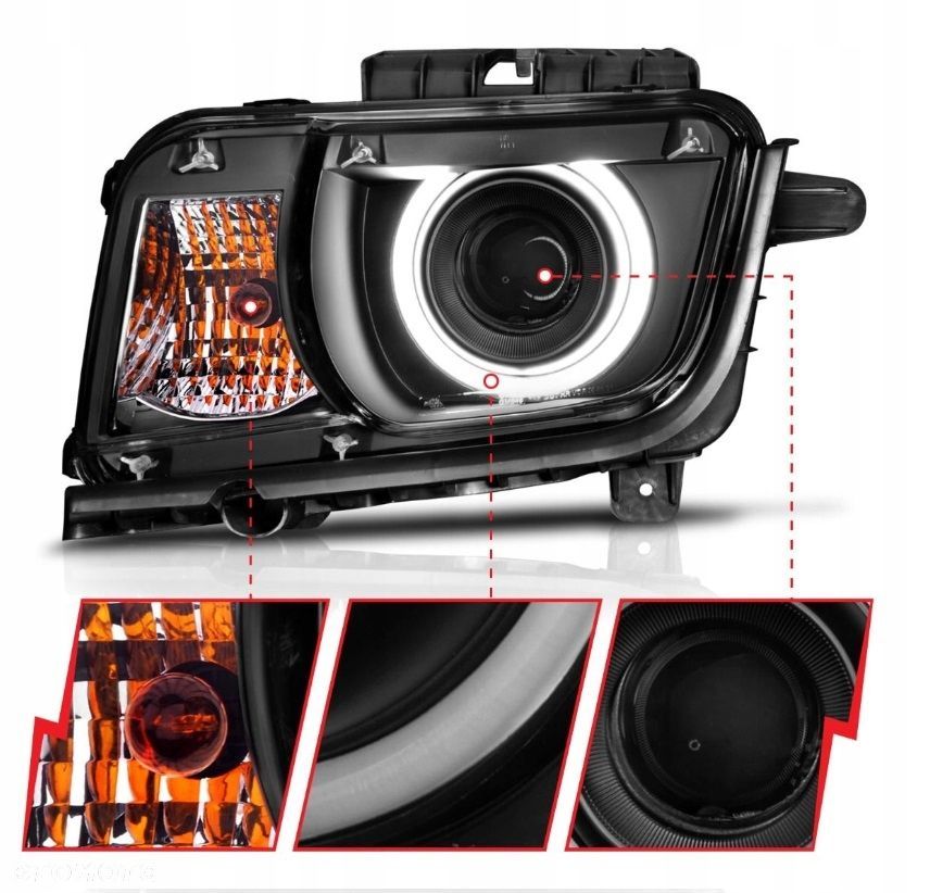 Reflektor Lampa kpl Diody Soczewka Clear Black Chevrolet Camaro V 5 09-13 - 5