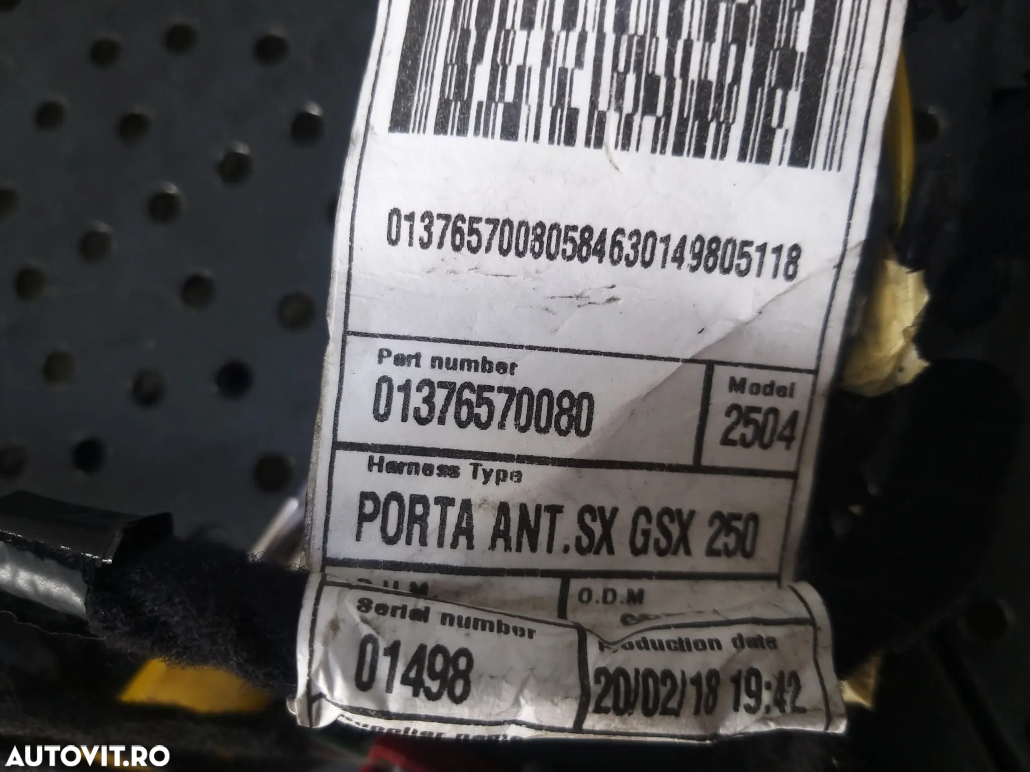 Cablaj instalatie electrica usa stanga fata fiat ducato 3 250 01376570080 - 3
