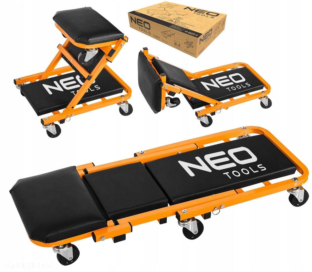NEO TOOLS LEŻANKA WARSZTATOWA SKŁADANA TABORET SIEDZISKO 2w1 WÓZEK 11-601-1 - 15