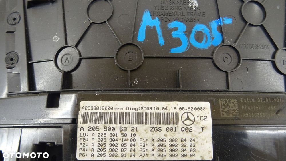 zegary mercedes mph w205 amg a2059006321 nr m305 - 3