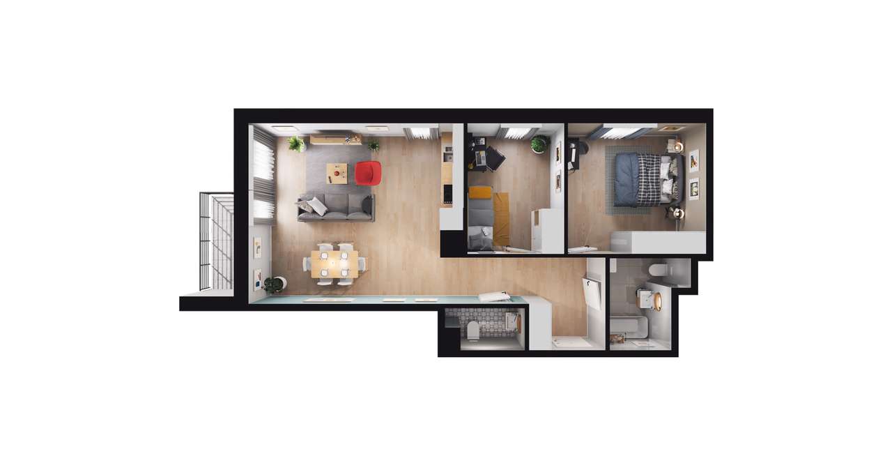 3-pokojowe mieszkanie 62m2 + balkon Bezpośrednio - Pełny obrazek: 3/13