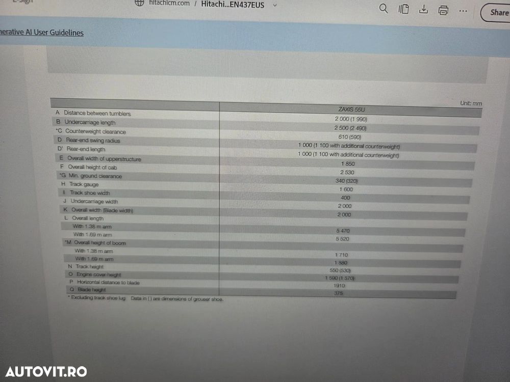 Hitachi ZX55, 2023, 879h, 5,5 tone, CUPLA RAPIDA+3 CUPE NOI, senile cauciuc 90% bune, Inst picon pe brate, A dous inst hidr pe brate, Aer conditionat, Ad sapare 5m, STARE CA NOU, posibilitate leasing-PROMOTIE 46.900 EUR+tva - 31