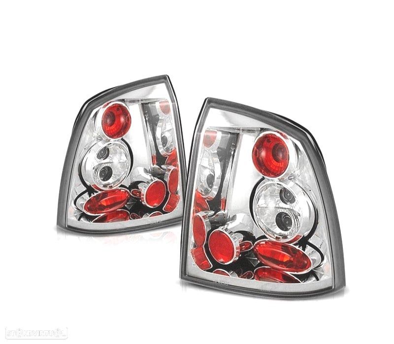 FAROLINS TRASEIROS PARA OPEL ASTRA 97-04 3P 5P LOOK LEXUS FUNDO CROMADO - 1