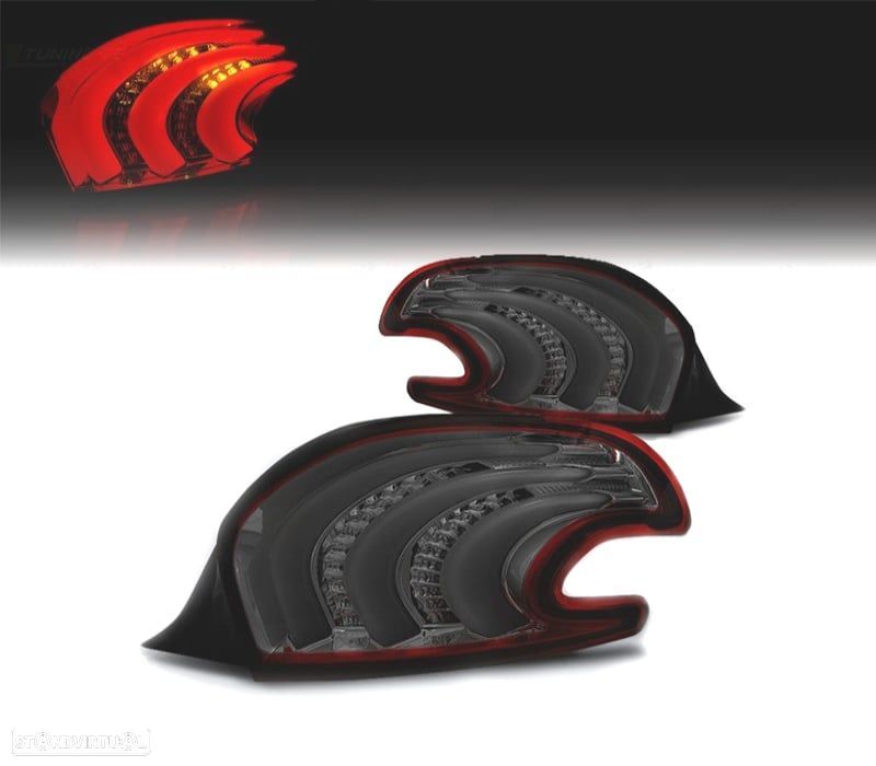 FAROLINS TRASEIROS PARA PEUGEOT 208 12-15 LIGHT BAR FUNDO VERMELHO FUMADO - 1
