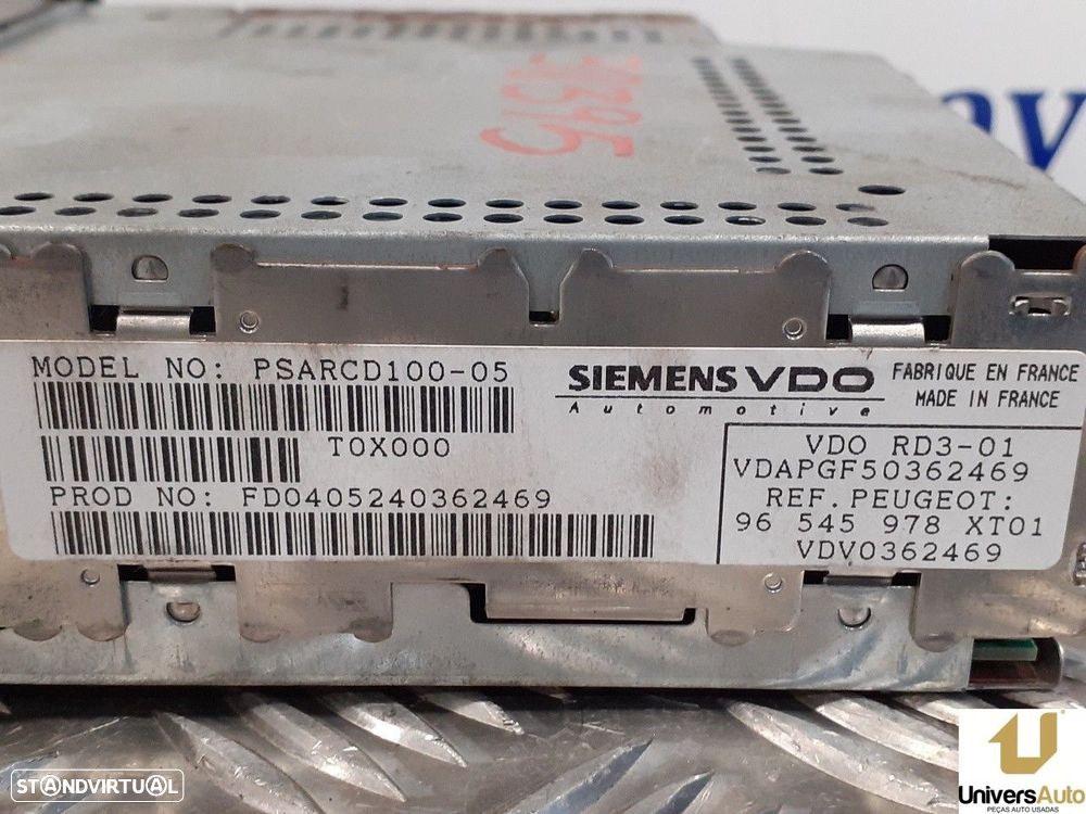 SISTEMA AUDIO / RADIO CD PEUGEOT 1007 2005 -96545978XT - 4