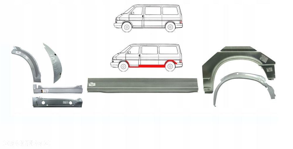 Reperaturki / progi VW T4 90 - 03 wersja długa strona LEWA + PRAWA - 2