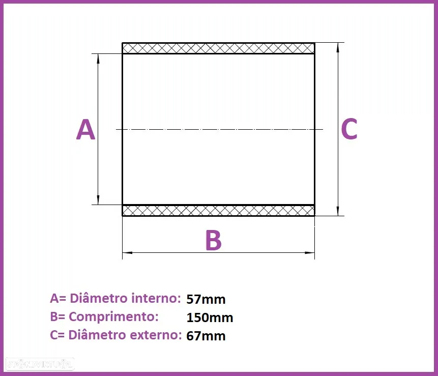 Tubos Silicone Intercooler Admissão - Retos Varias Medidas 25 a 95mm (C150mm) - 8