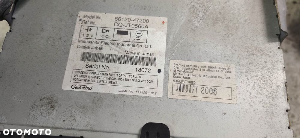 KL RADIO ODTWARZACZ TOYOTA PRIUS II 03-86120-47200 - 3