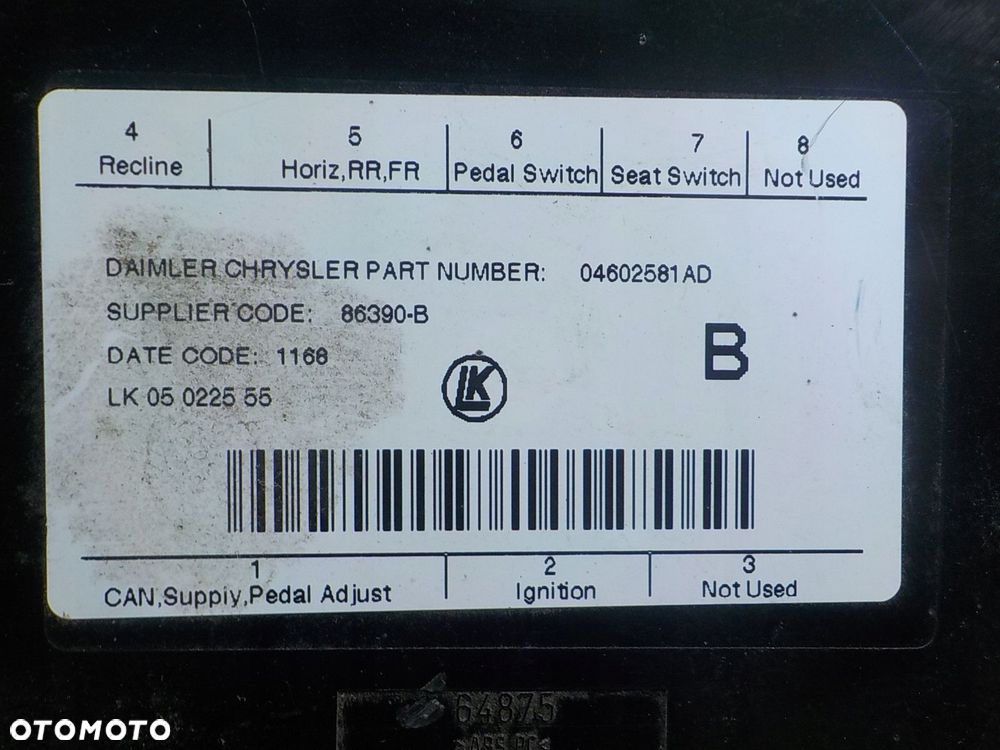 CHRYSLER GRAND VOYAGER V 2.8 CRD 08r 5D modul sterownik fotela 04602581AD - 7