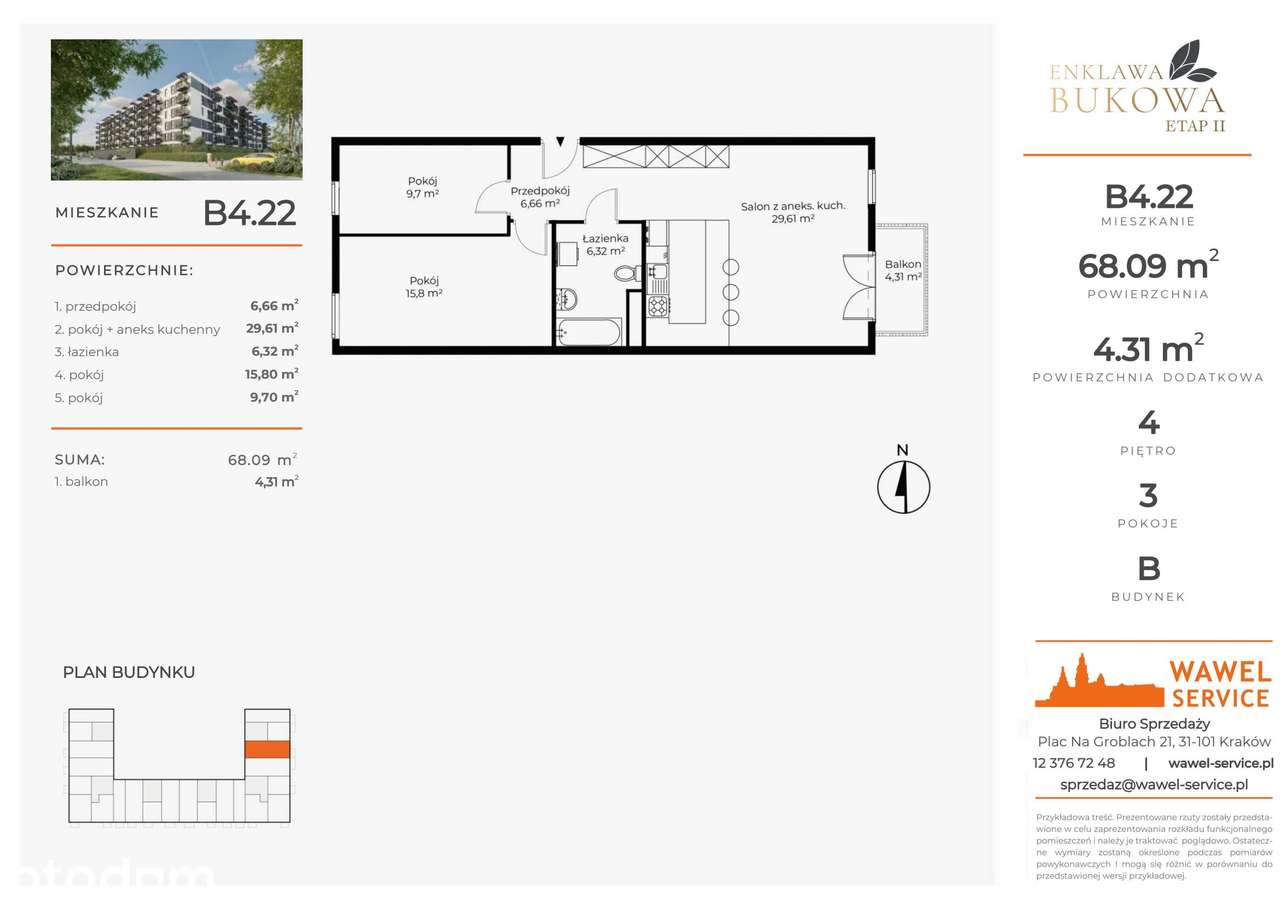3-pokojowe mieszkanie 68m2 + balkon Bezpośrednio - Pełny obrazek: 2/11