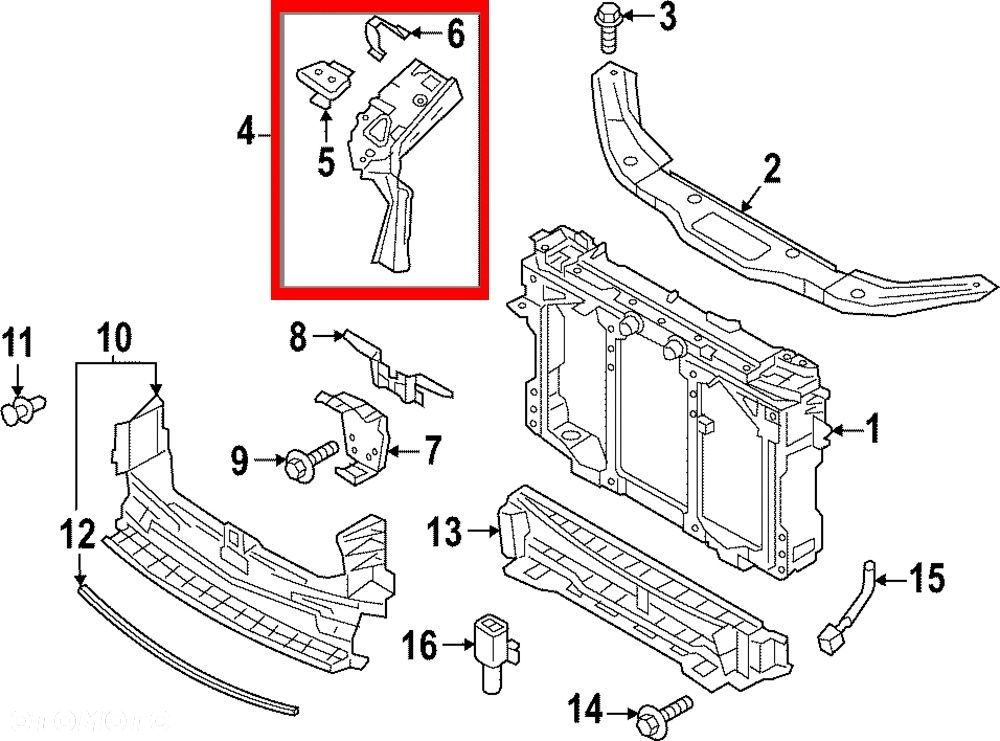 Pas przedni Mazda CX-5 II KF 17-25r. NOWE lewe górne mocowanie wzmocnienie czołowe okular reflektora - 1