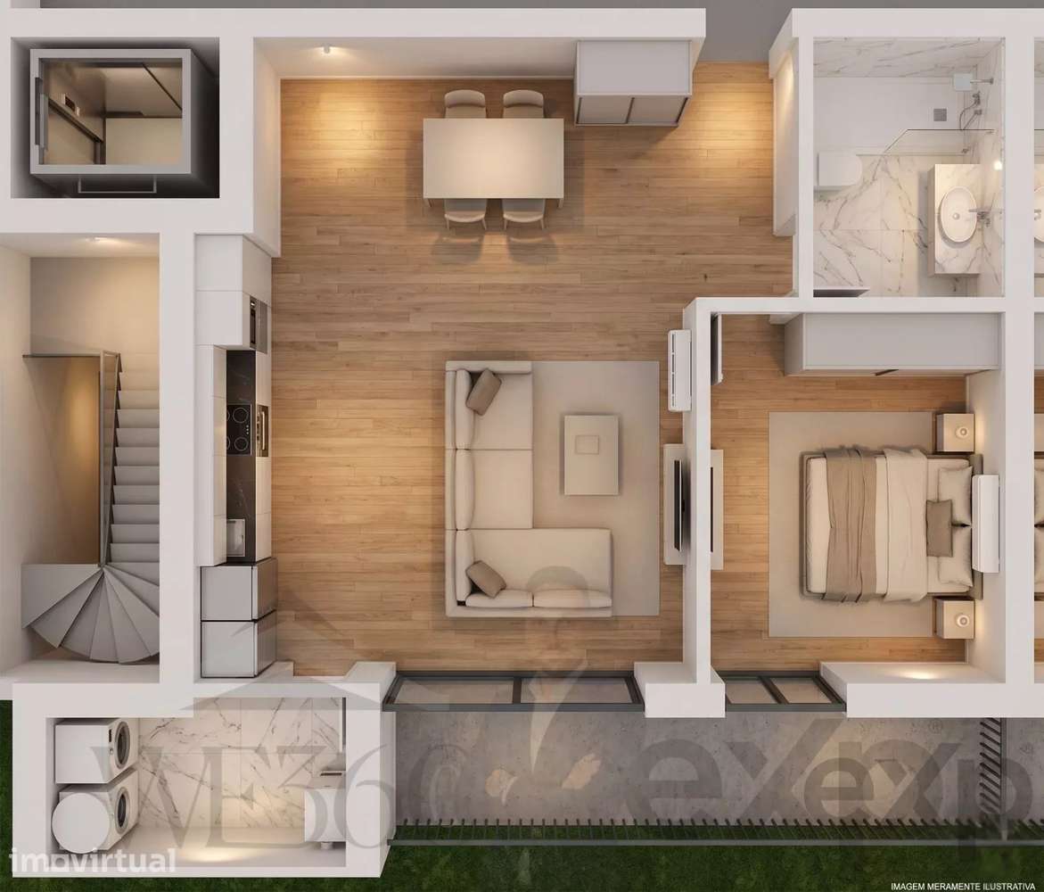Apartamento T1 no Último Piso com Varanda e Piscina - Grande imagem: 2/10