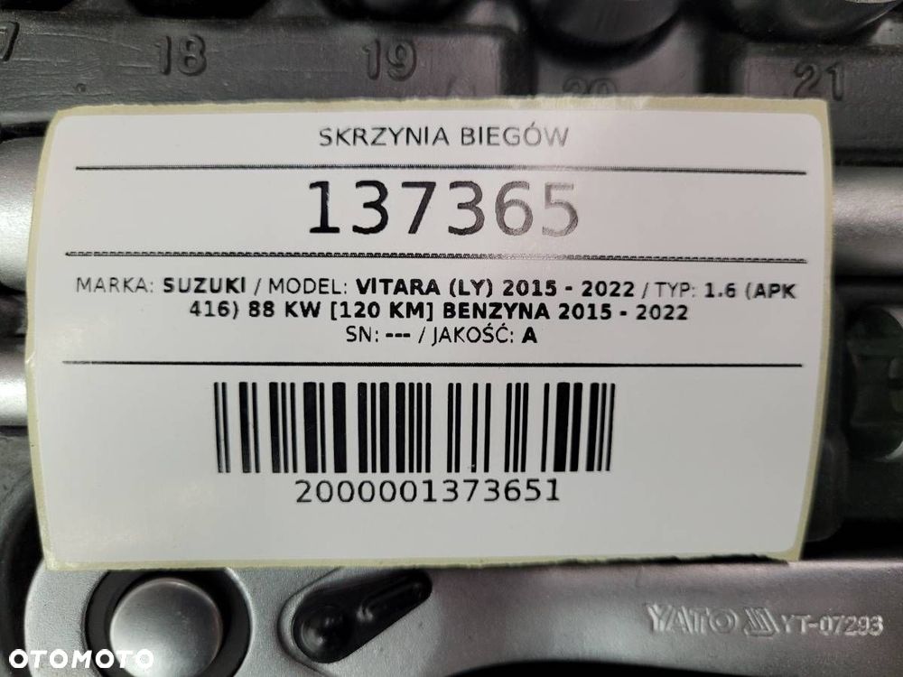 SKRZYNIA BIEGÓW SUZUKI VITARA III 1.6 BENZYNA 120KM KOD ZFB - 10