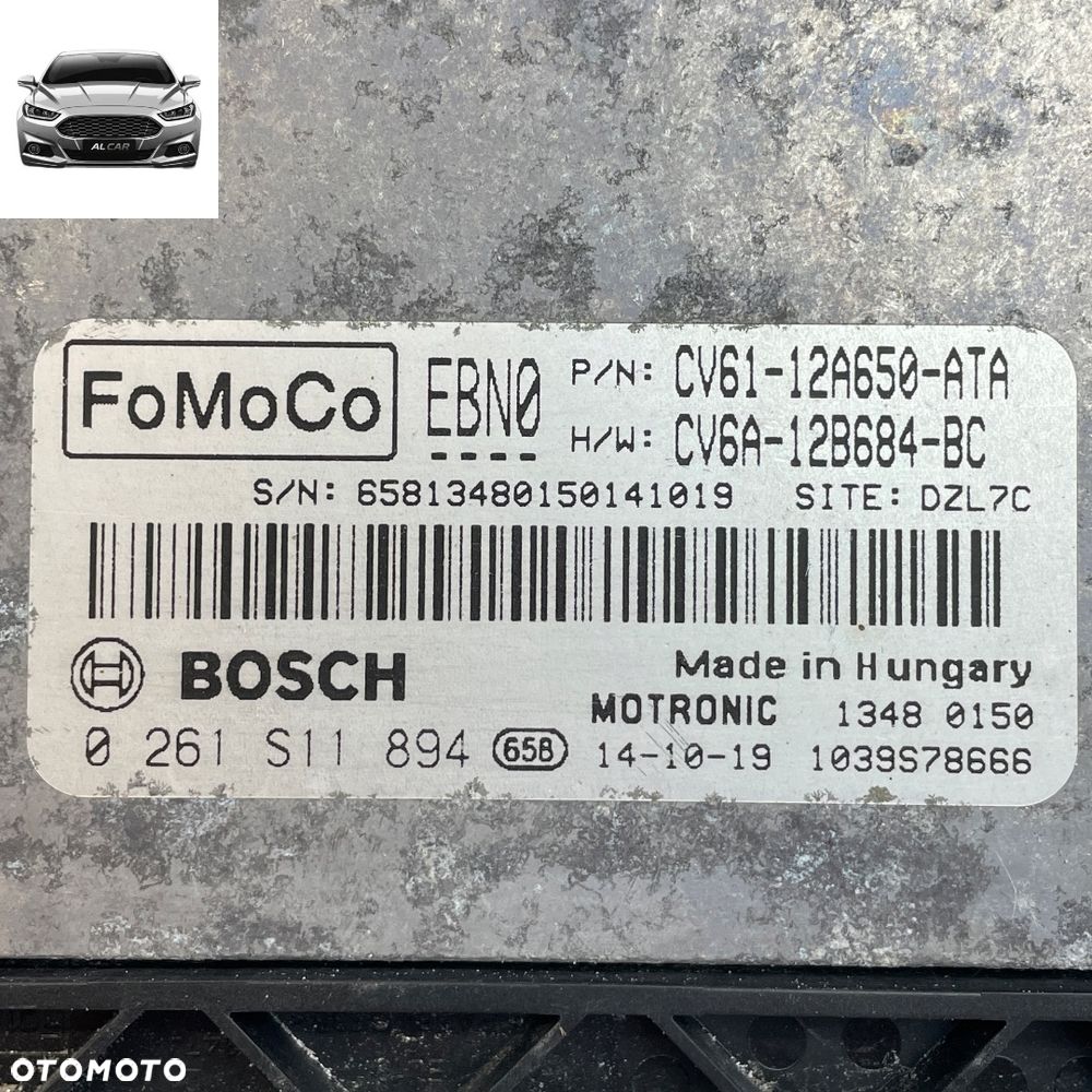 STEROWNIK SILNIKA 1.0 ECOBOOST EURO 5 FOCUS MK3, C-MAX MK2 CV61-12A650-ATA - 2