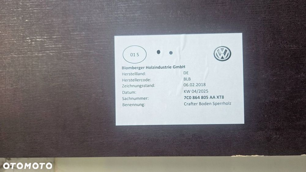 PODŁOGA TAPICERKA VW VOLKSWAGEN MAN CRAFTER II 2 7C0864805AA NOWA - 8