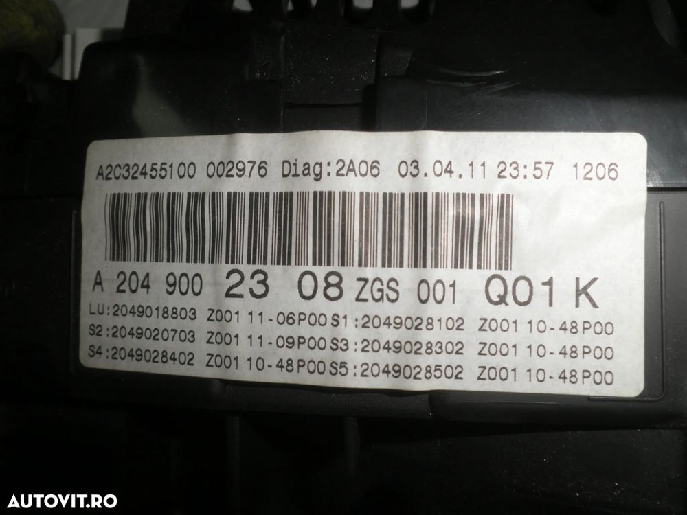 Ceasuri bord Mercedes C Class 2.2 CDI W204 facelift 2013 A2049002308 - 2