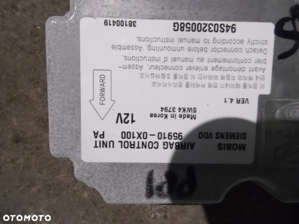 Konsola deska Airbag Poduszka sensor komplet Hyundai i10 I - 5