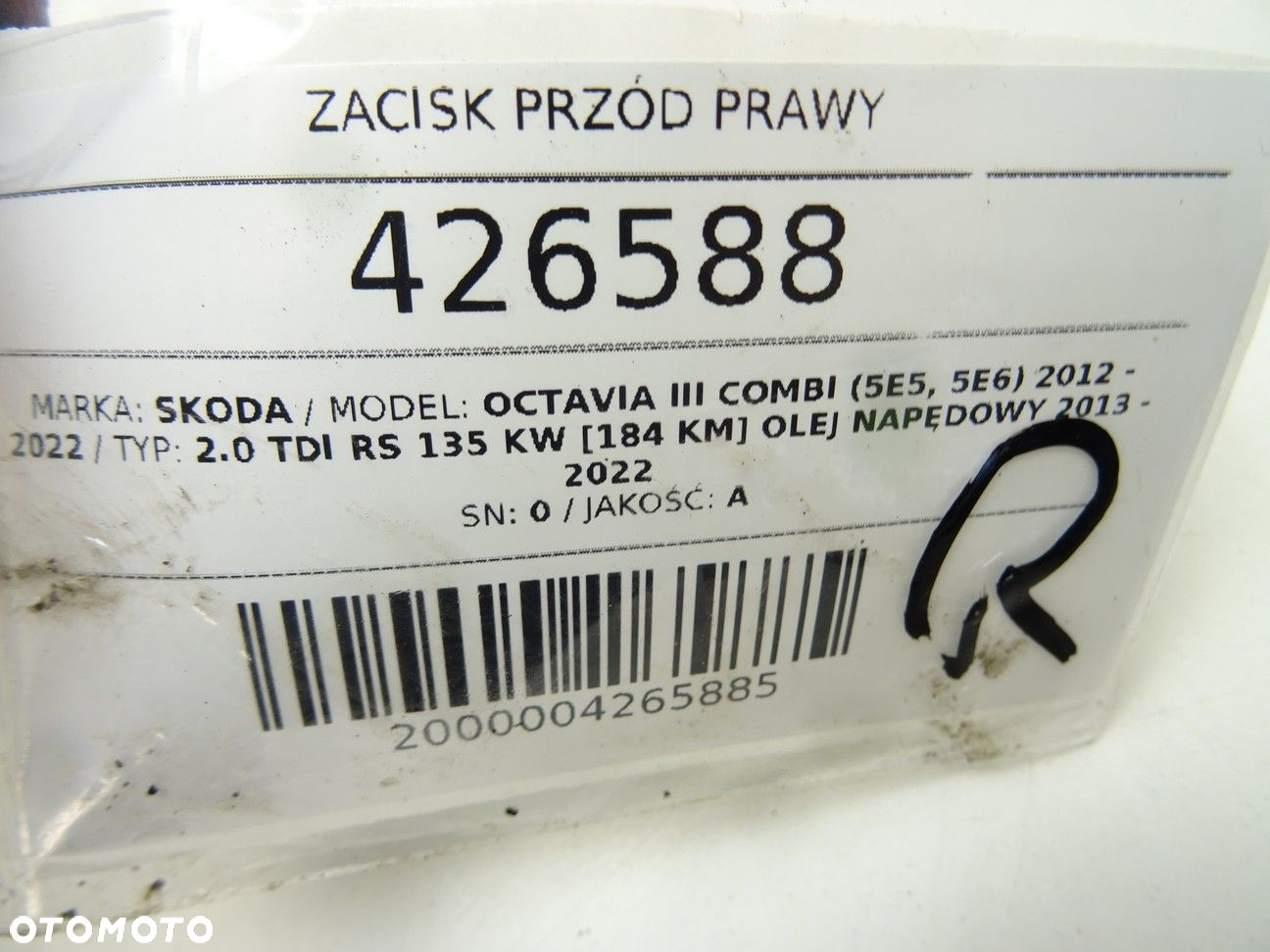 ZACISK PRZÓD PRAWY - 173.00 PLN - SKODA OCTAVIA III Combi (5E5, 5E6) 2012 - 2022 2.0 TDI RS 135 kW - 4
