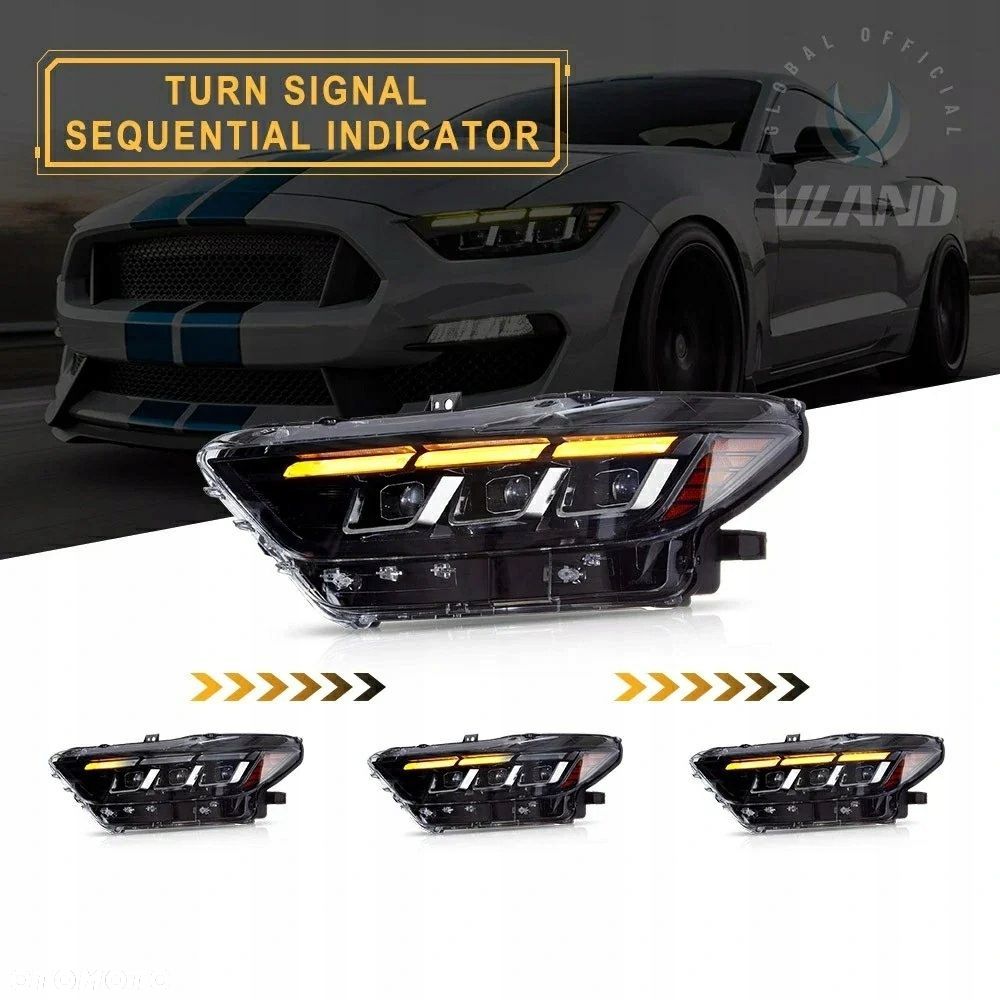 Reflektor Lampa kpl Vland Full Led Neon Tuning Ford Mustang VI 6 2015-2018 - 7