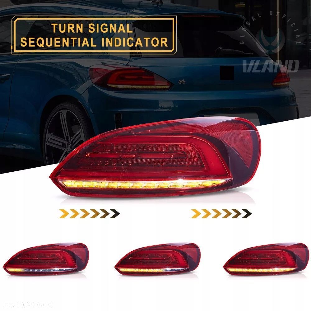 Lampy tyl ne kpl L+R Vland Full Led Tuning Red VW Scirocco 1k8 2008-2014 - 4