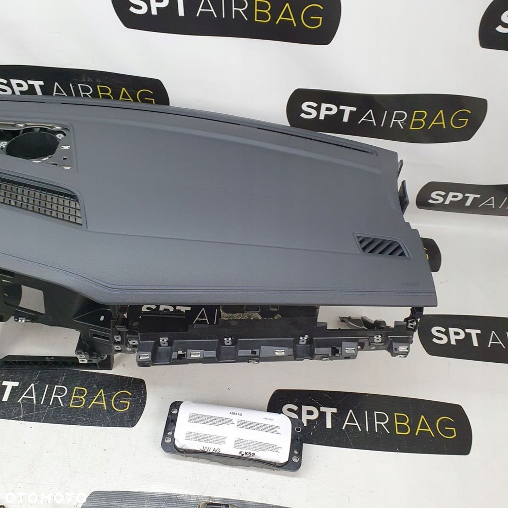 VVW TOUAREG III 3 DESKA ROZDZIELCZA HEAD UP NIEBIESKA NITKA KONSOLA KOKPIT PULPIT PODUSZKI AIRBAG AIR BAG PASY KIT SET - 4