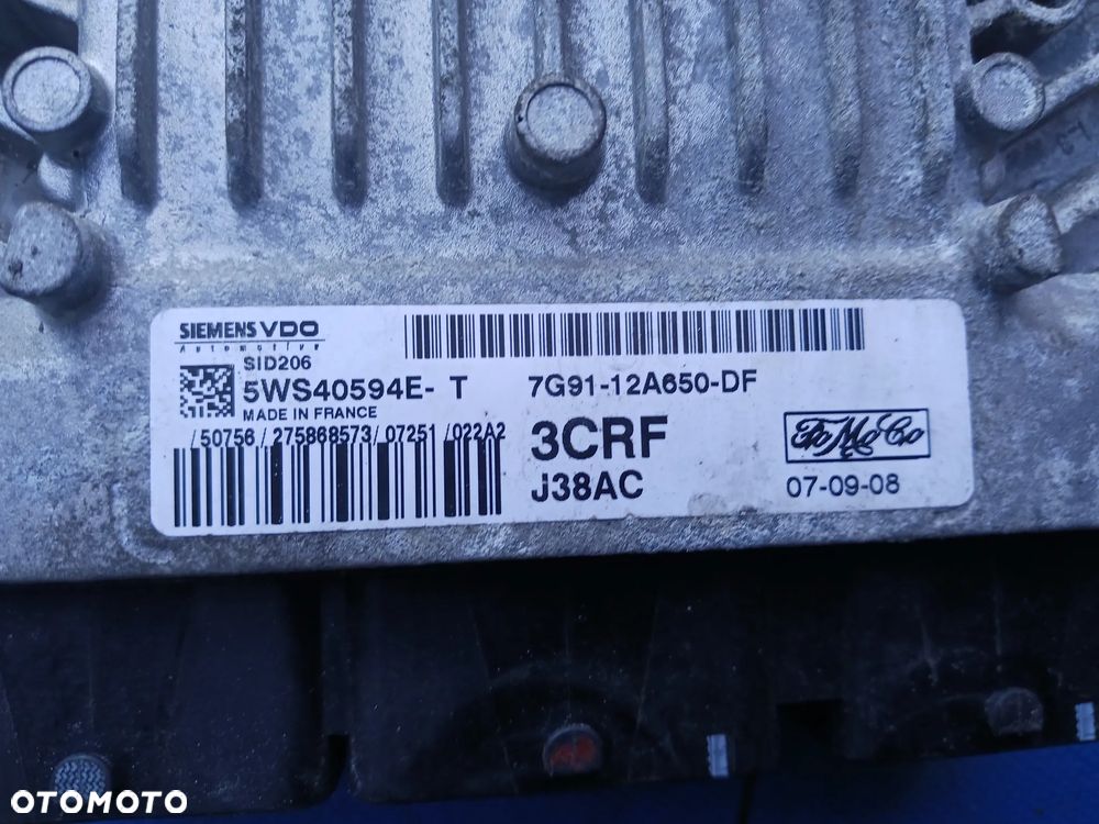 Ford Mondeo Mk4 IV 2.0 TDCI ZESTAW STARTOWY do odpalenia silnika 3CRF J38AC sterownik silnika 5WS40594E-T ECU 7G91-12A650-DF moduł 7G9T-14A073-DC stacyjka kluczyk zegary 6M2T10849CN - 3