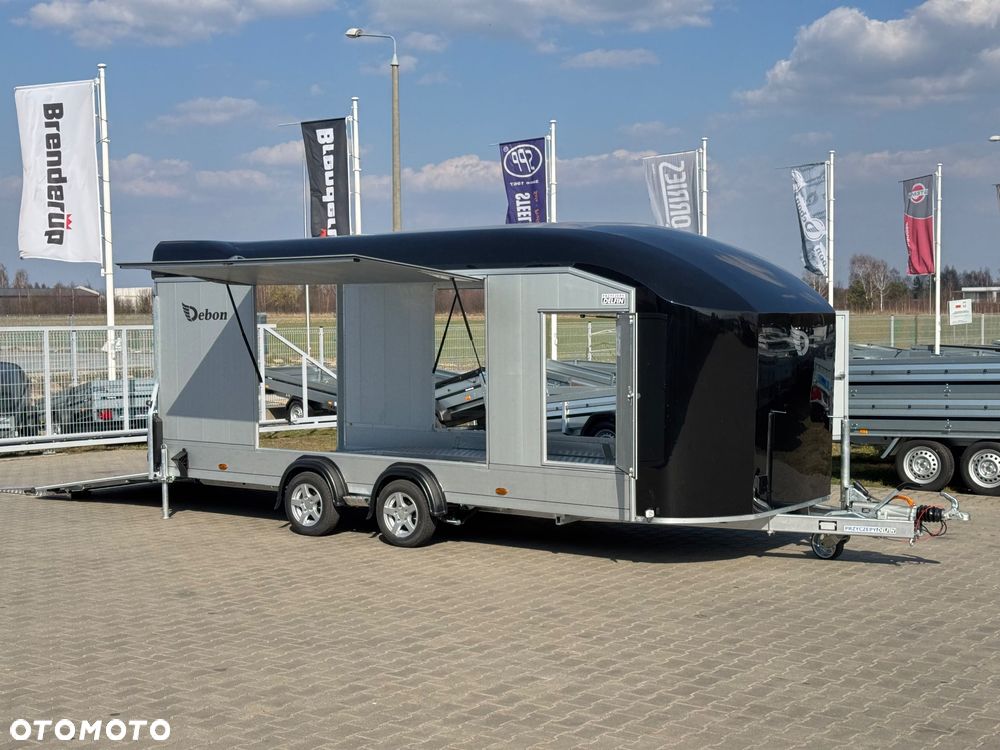 Debon C2000 - zamknięta przyczepa do przewozu aut, 550 x 215 cm, 3500kg, felgi ALU, wciągarka elektryczna