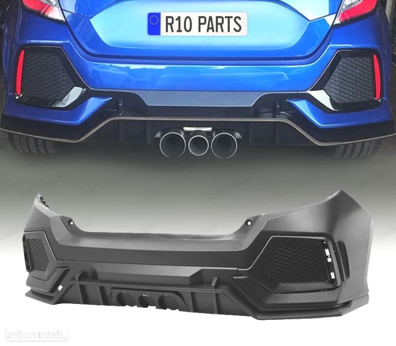 PARA-CHOQUES TRASEIRO HONDA CIVIC 16-20 LOOK NEW TYPE R - 1