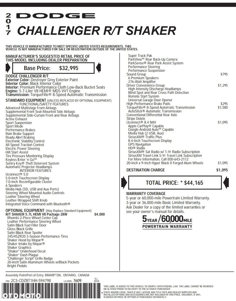 Dodge Challenger Automatik R/T Plus Shaker - 18
