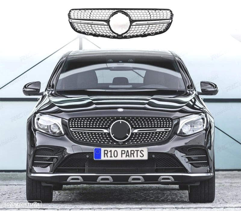 GRELHA FRONTAL MERCEDES CLASE GLC X253 C253 AMG 15-18 LOOK DIAMOND PRETO - 1