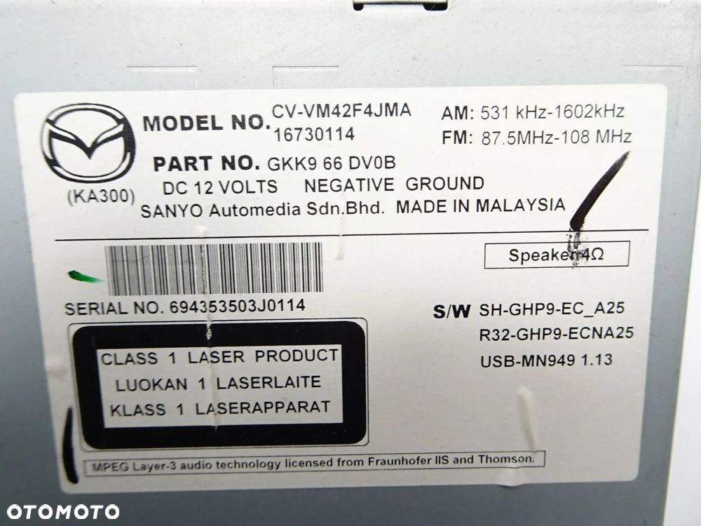 radio cd mazda 6 gj - 7