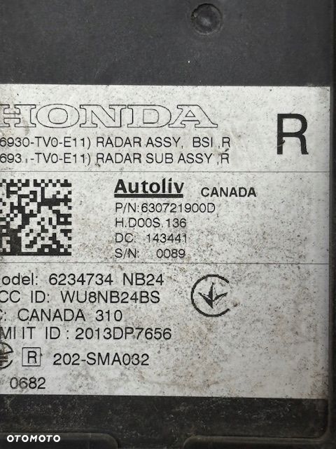 honda civic ix radar asystent martwego pola prawy tył 36930-tvo-e11 5d 15r - 1