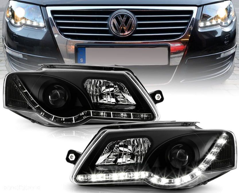 Reflektory Lampy kpl Tuning Diody Black Czarne VW Passat B6 3c 3c0 2005-10 - 3