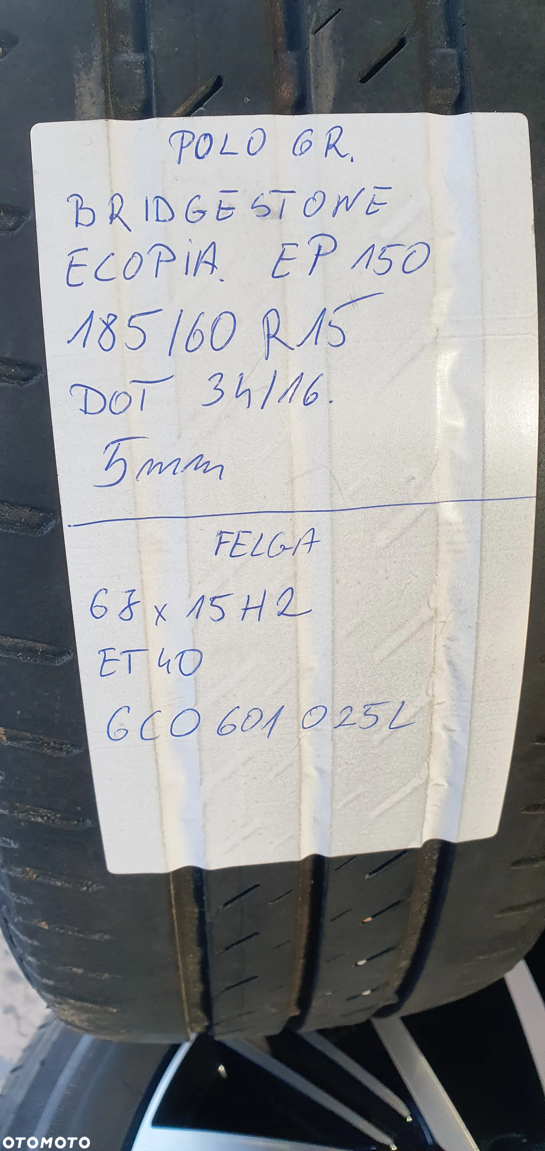 Alufelgi alusy z oponami 5x100 185/60 R15 VW Polo V 6R 6C0601025L - 15