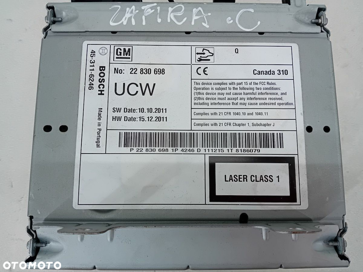 ZESTAW MULTIMEDIALNY OPEL ZAFIRA C 22830698 45-311-6246  A2C53375832 - 6