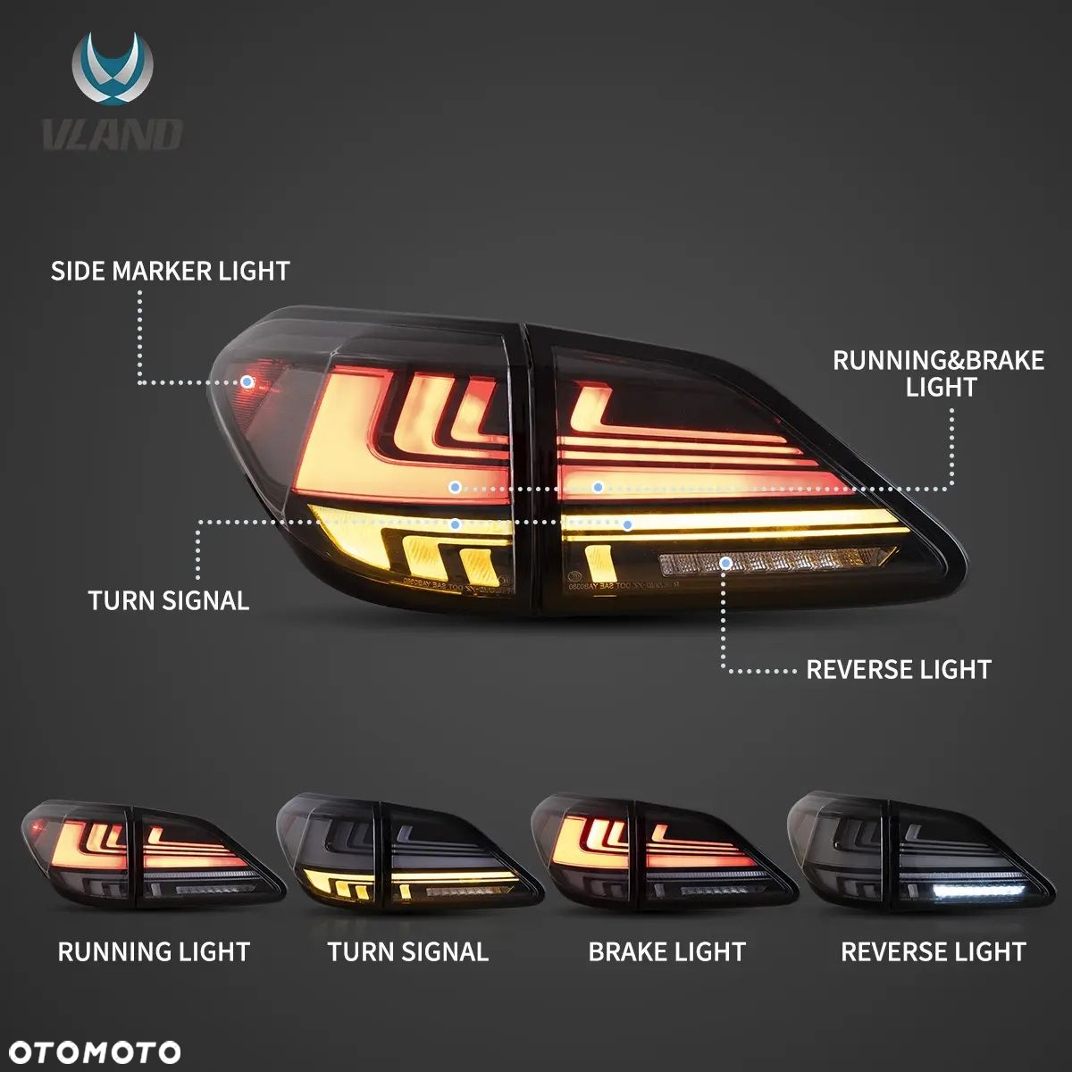 Lampy tyl ne kpl Vland Full Led Neon Diody Tuning Lexus RX III 3 2009-2015 - 7