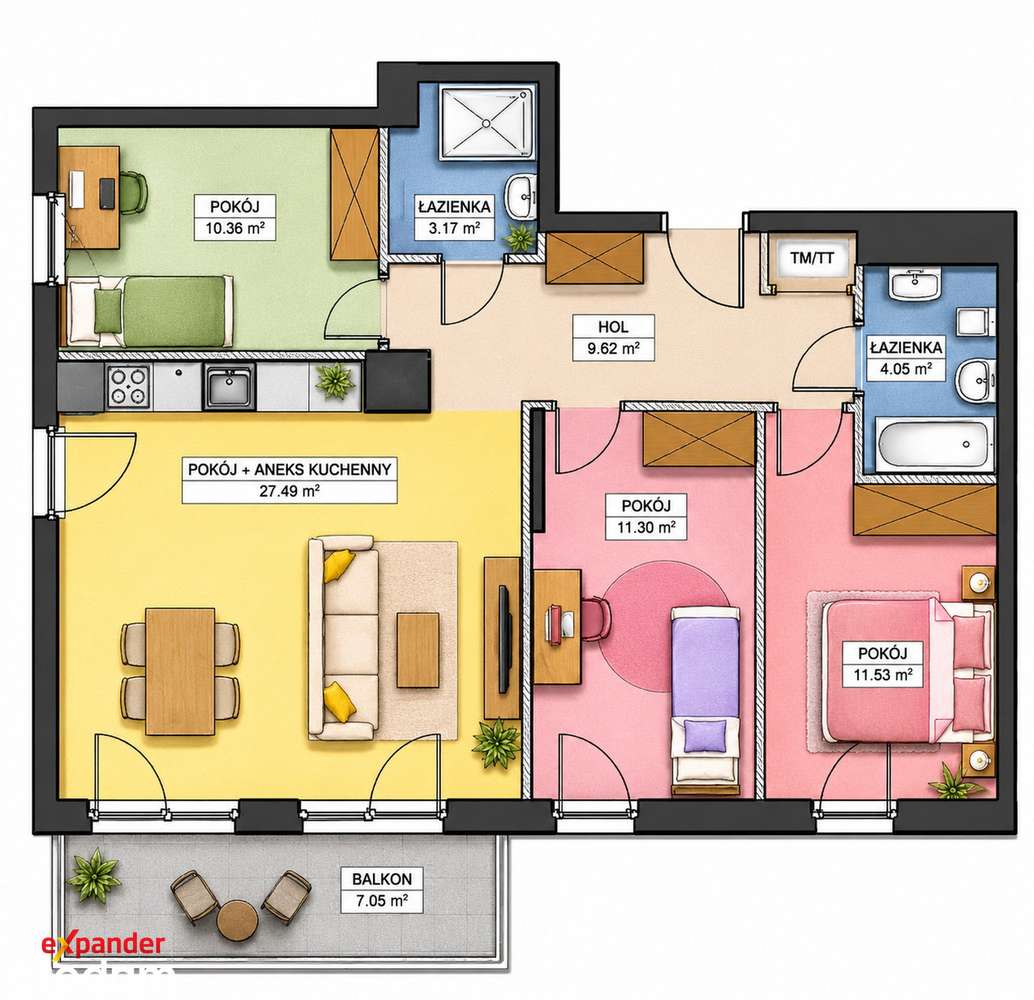 Smart Home |4 pokoje+Balkon| Wielki Kack