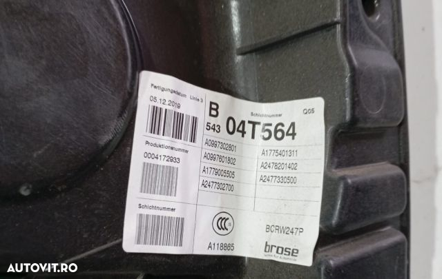 Macara dreapta spate A1775401311 Mercedes-Benz B-Class W247 [2018 - 2 - 2