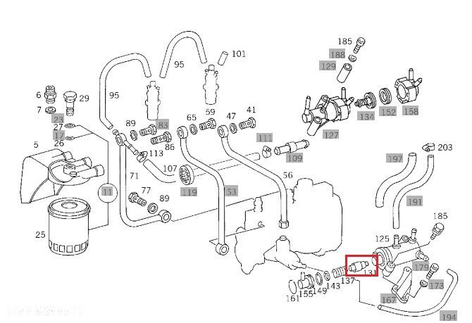 MERCEDES OM601 Krociec element termostatu OE - 2