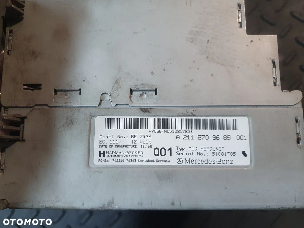 Mercedes E KALSA  W211 RADIOODTWARZACZ A2118703689 RADIO SAMOCHODOWE - 3