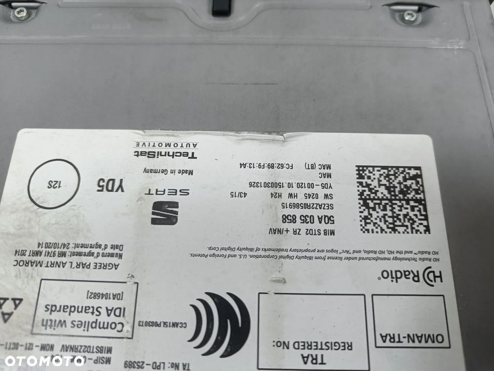 Radio Seat Leon 3 III Wyświetlacz Czytnik Jednostka Nawigacja 5QA035858 5F0919604A - 9
