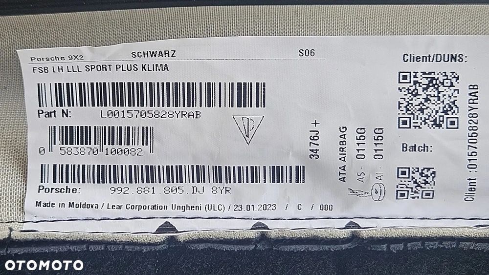 Skórzane pokrowce poszycie foteli przednich Porsche 992 992881406BC 992881405BC 992881805D 992881806D - 8