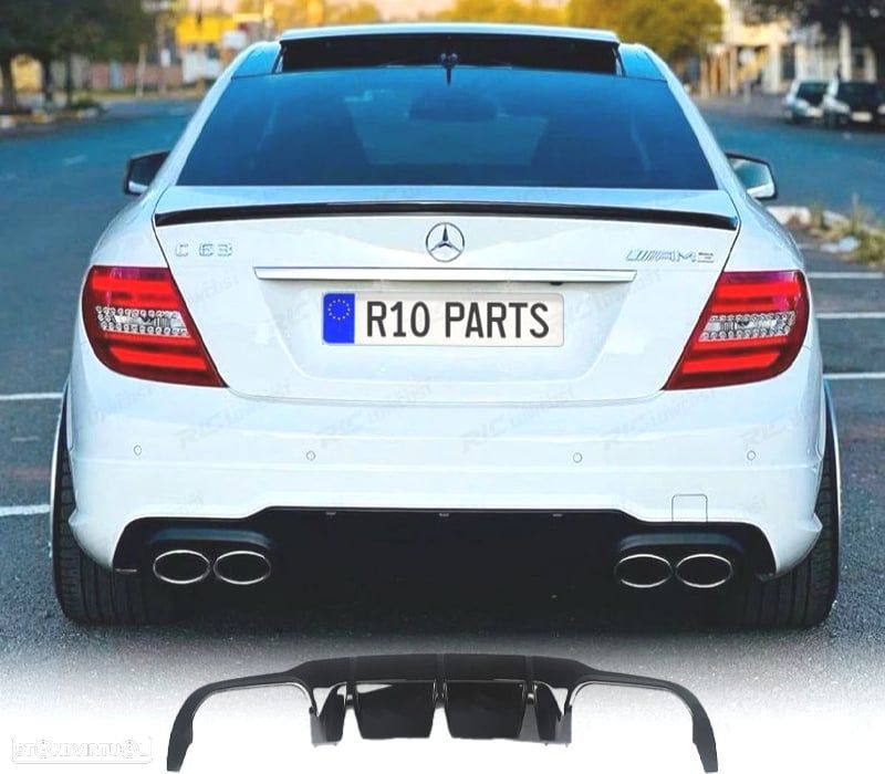 DIFUSOR MERCEDES W204 07-14 LOOK C63 AMG PRETO BRILHANTE - 1