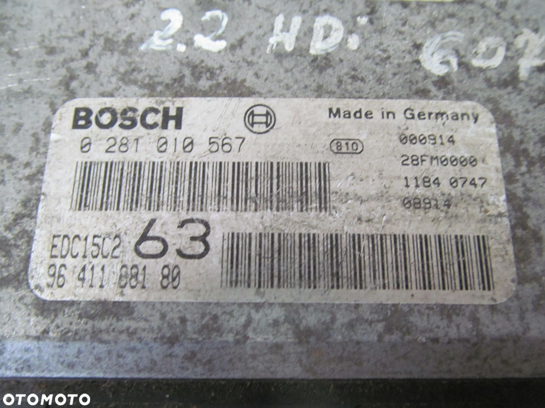 PEUGEOT CITROEN 2.2 HDI KOMPUTER STEROWNIK 0281010567 9641188180 - 4
