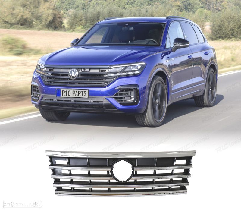 GRELHA FRONTAL VOLKSWAGEN VW TOUAREG 20- LOOK R LINE CROMADO - 1