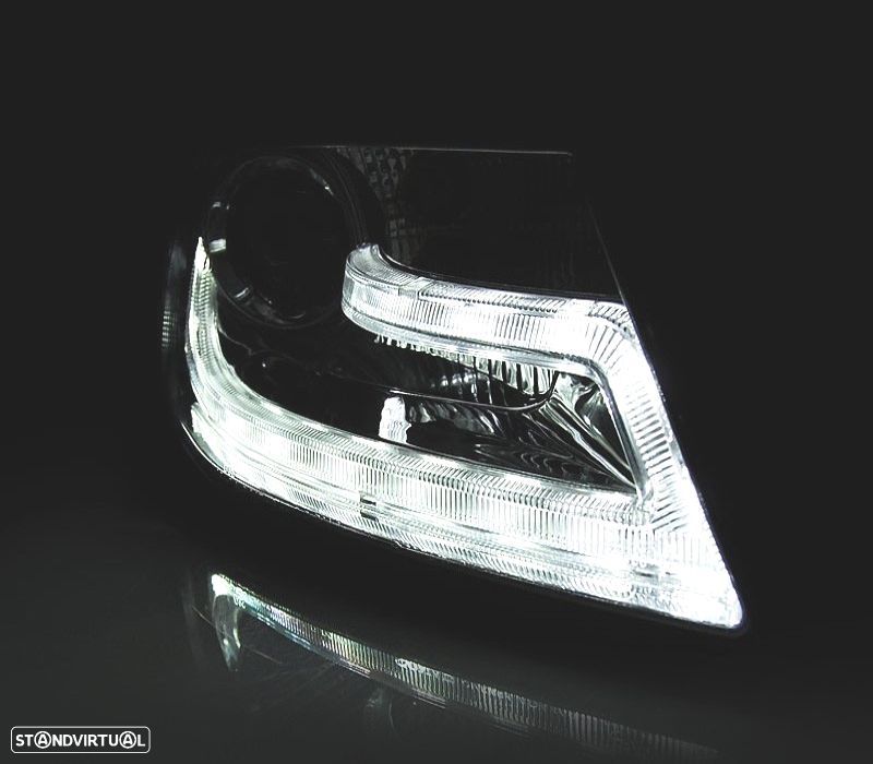 FARÓIS FRONTAIS PARA AUDI A4 B8 07-11 LUZ DIURNA FUNDO CROMADO - 4