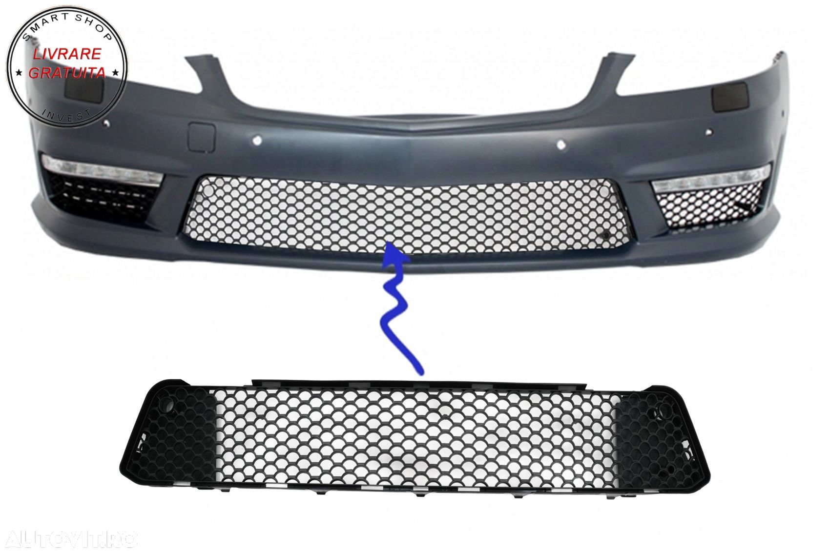 Grila Central Inferioara Bara Fata Mercedes S-Class W221 S63 S65 (2005-2013)- livrare gratuita - 1